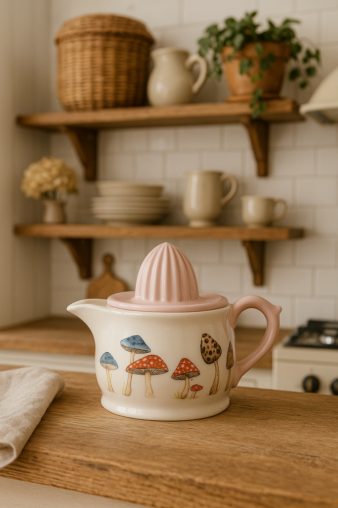 Whimsical Mushroom Ceramic Juicer: A Cottagecore Kitchen Essential