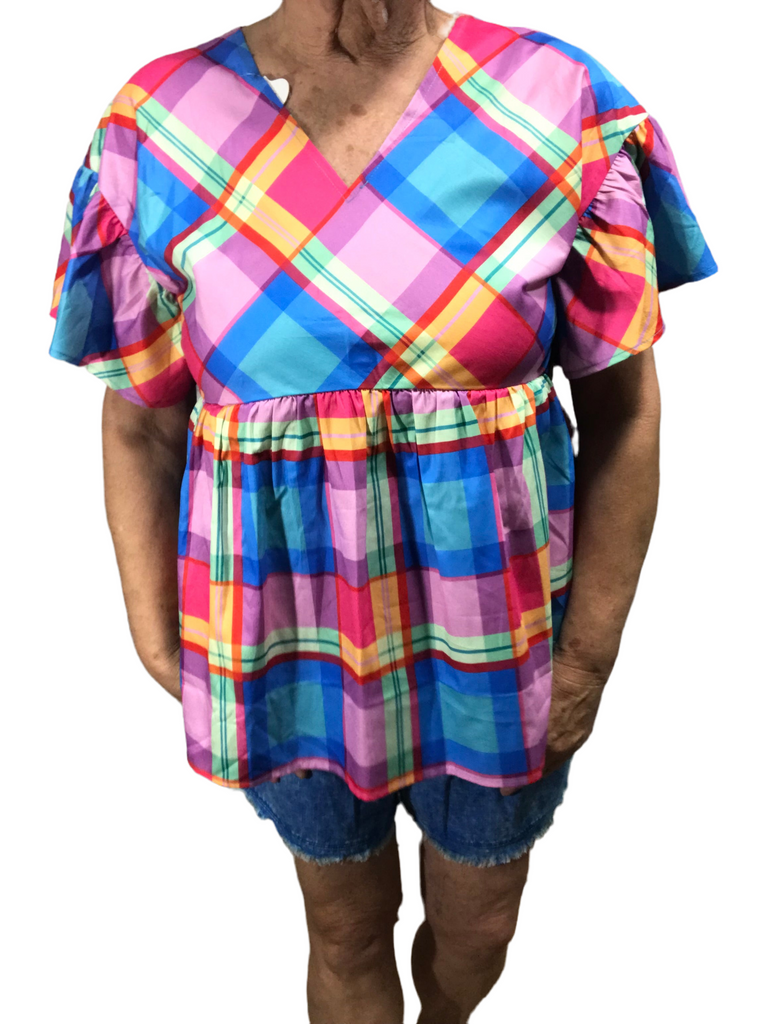 Why This Colorful Plaid V-Neck is the Must-Have Summer Top for Women Over 40