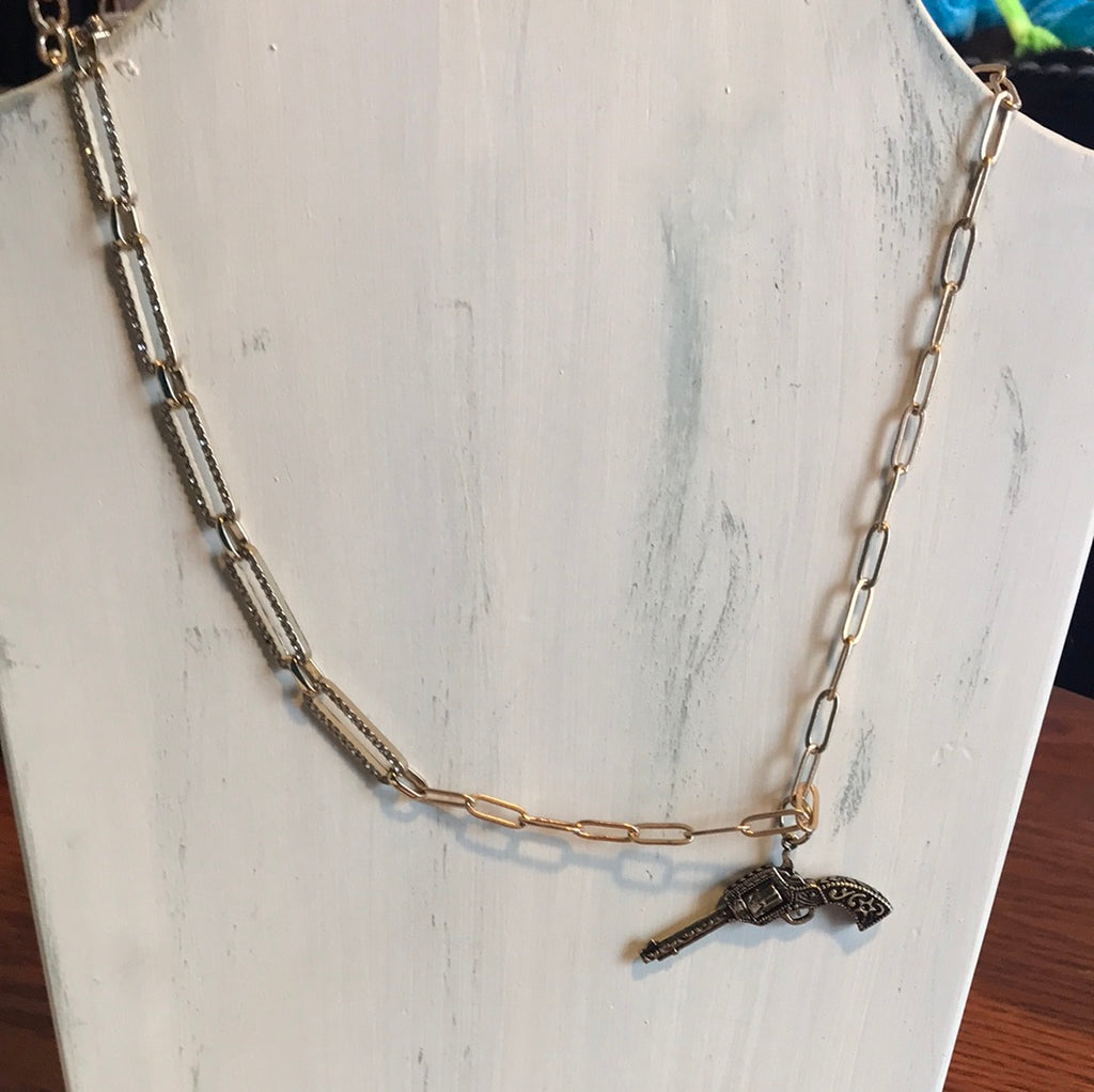 Gold Pistol Necklace