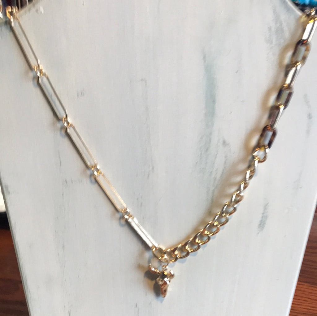 Gold Longhorn Pendent Necklace Stephanie Parker