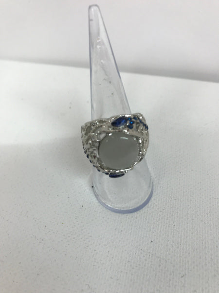 Ring: Sterling Silver w/blue stones and large moonstone OhhMy! Gifts and Things, LLC