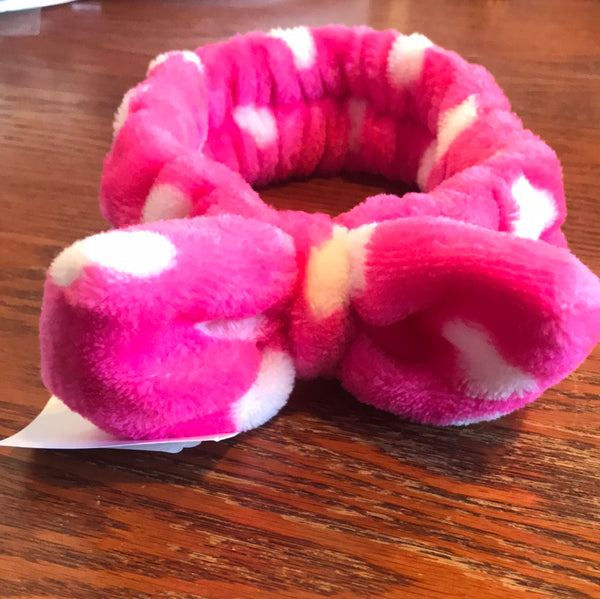 Super Soft Headbands-Hot Pink Polka Dots