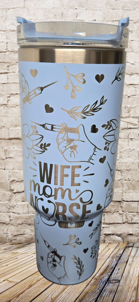 40oz H1 Wife Nurse Mom (Light Blue