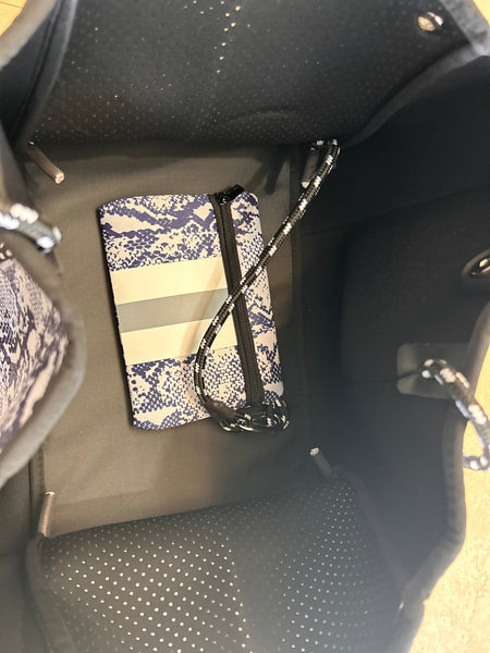 Snake Print Neoprene Purse with zippered pouch OhhMy! Gifts and Things, LLC