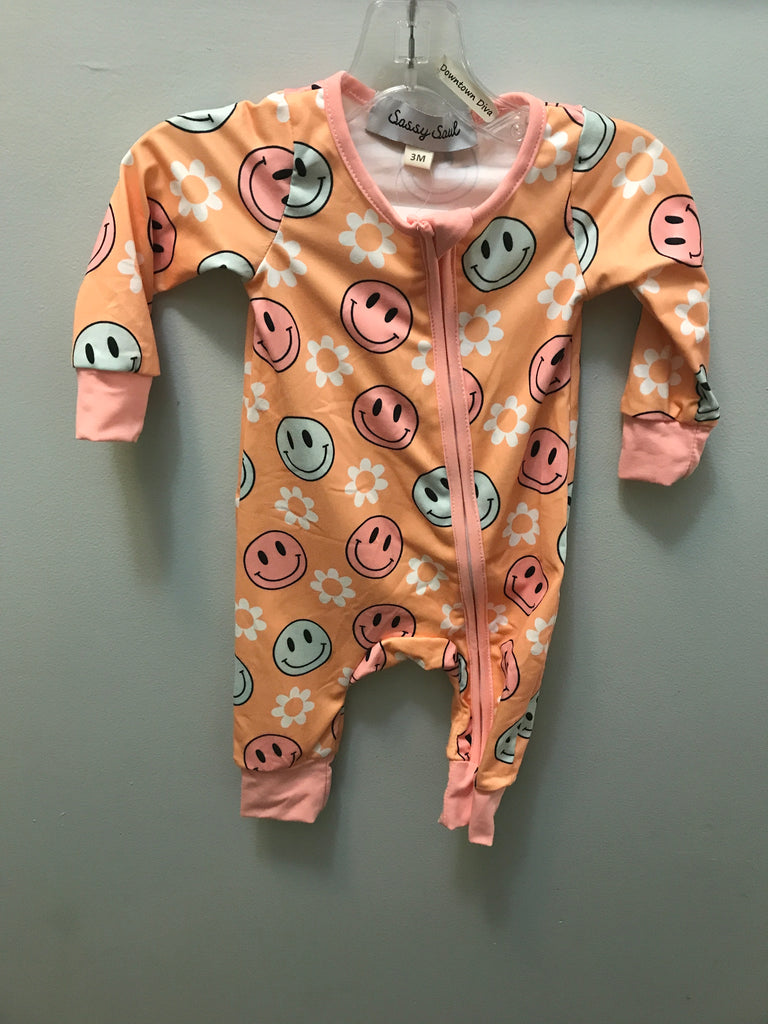Girls Peach/Pink Jumper w/Smiley Faces