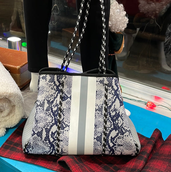 Snake Print Neoprene Purse with zippered pouch OhhMy! Gifts and Things, LLC