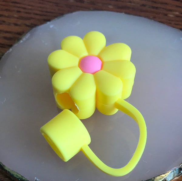 Straw Toppers-Flowers-Yellow