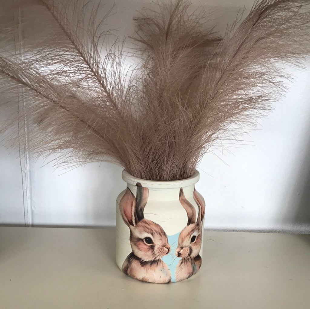 Small Bunny Jar w/Pompass Grass
