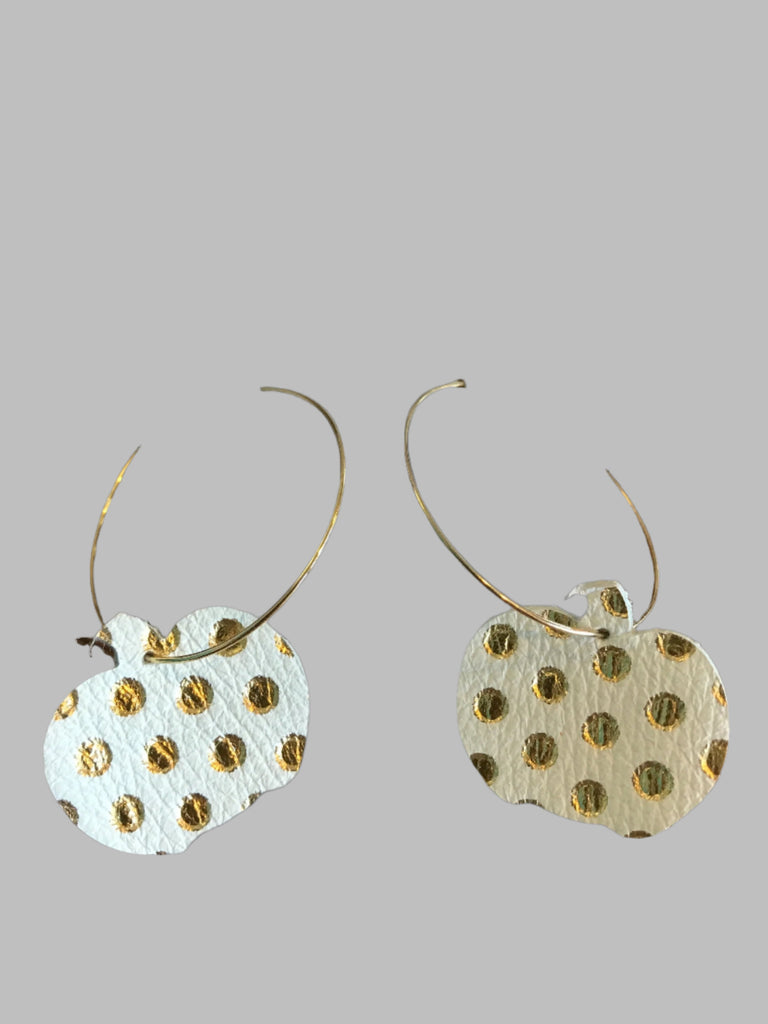 Assorted Earrings-white apple gold spots