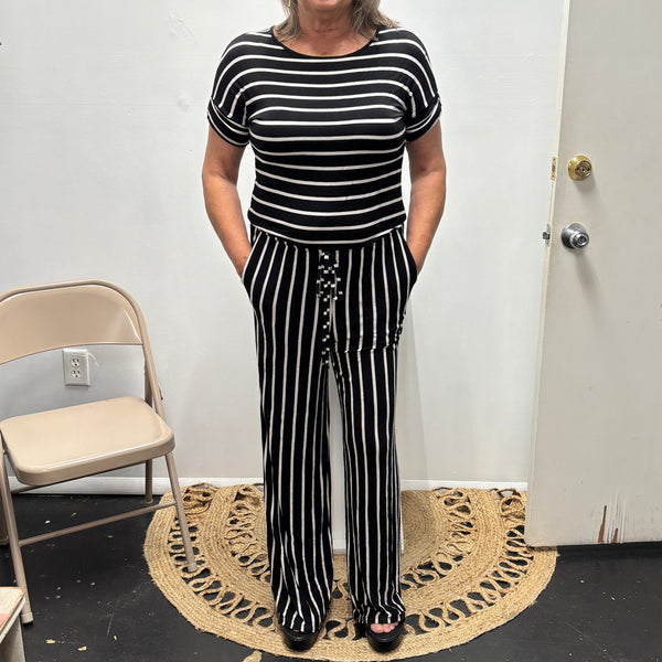 Black & White Stripe Romper/jumpsuit Shirley Ollison
