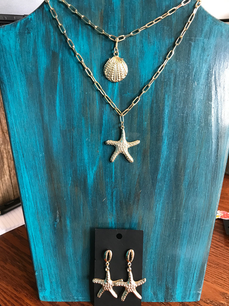 Seashell Necklace w/starfish earrings