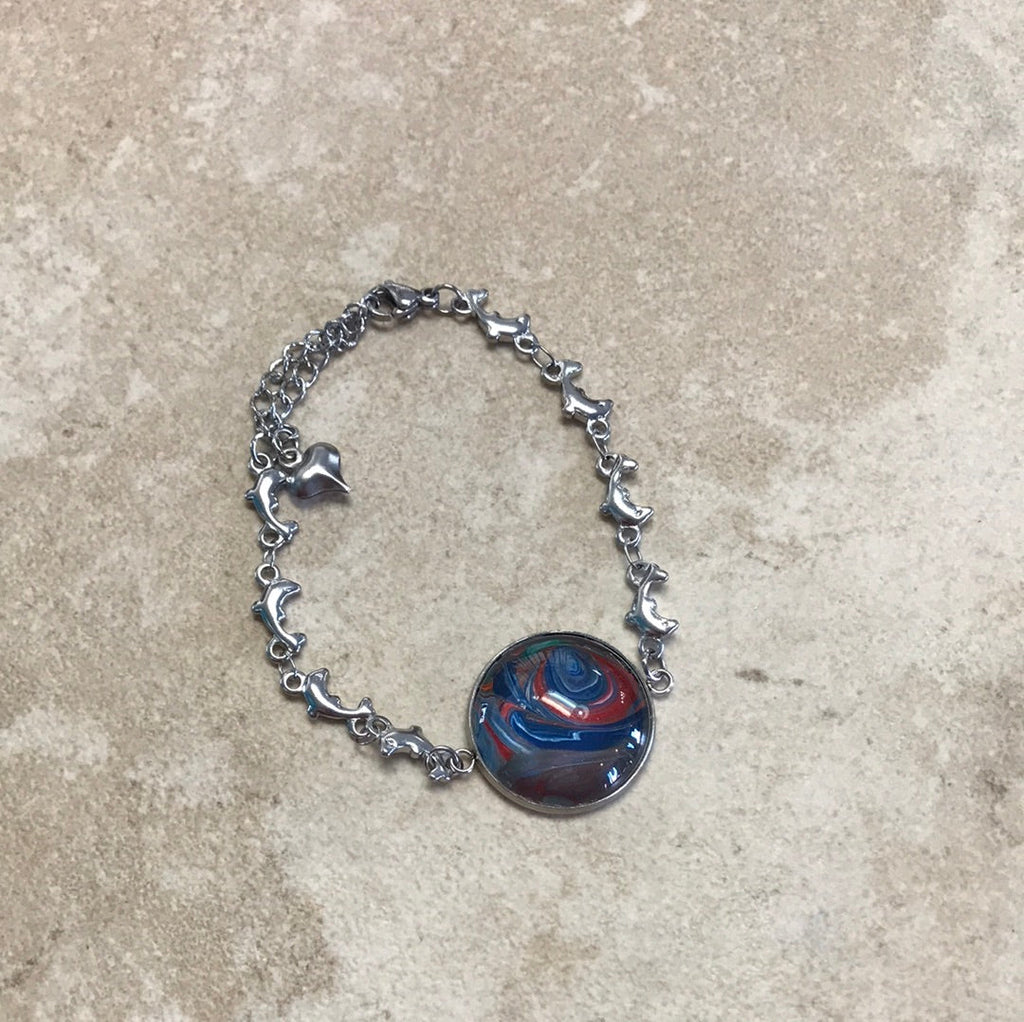 Bracelet - Hand Painted w/ Dolphin Chain Mary Overstreet