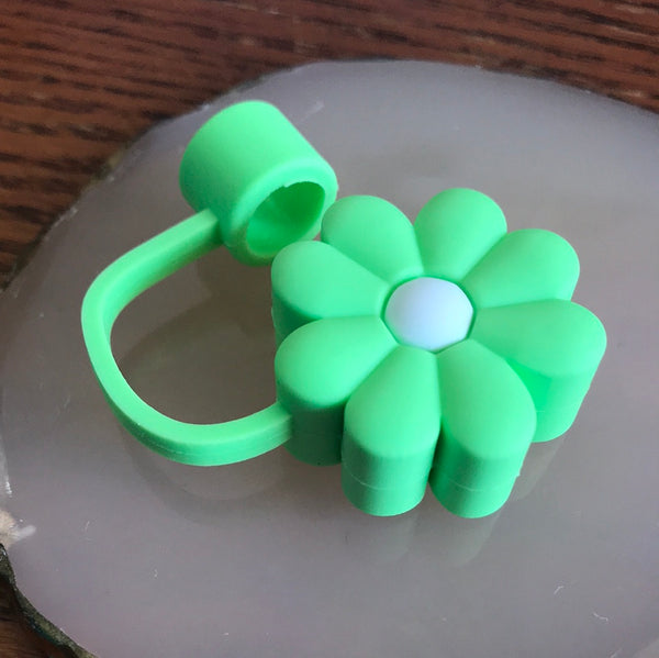Straw Toppers-Flowers-Green