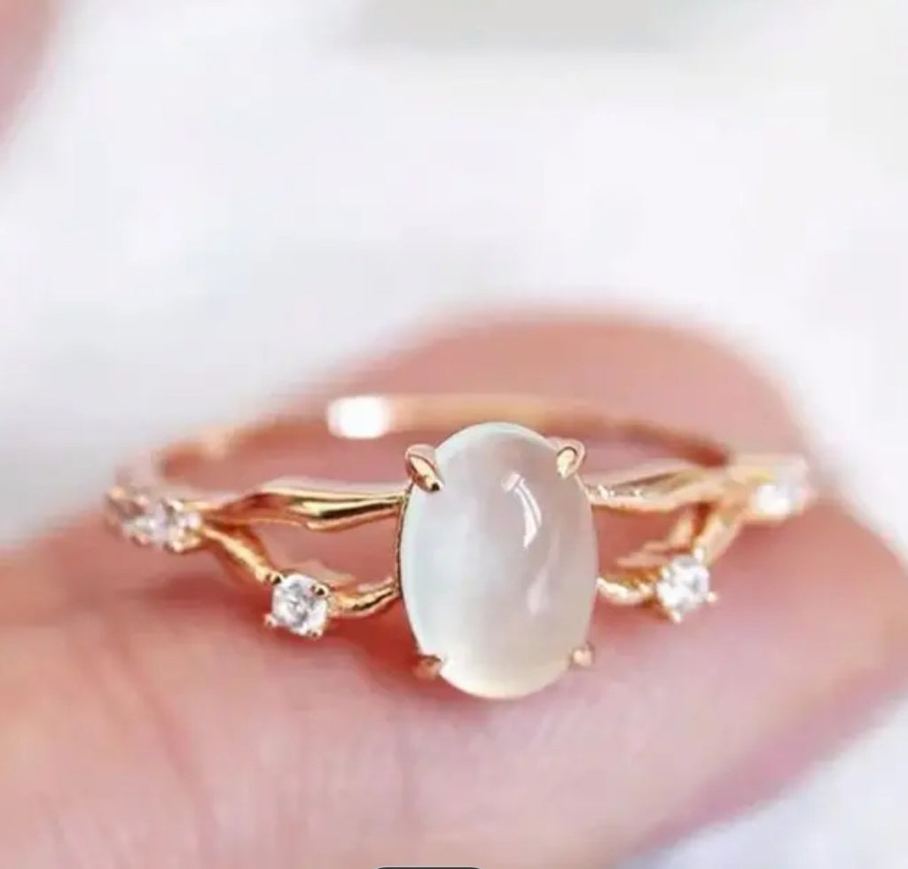 Unique 14k Plated Moonstone Ring for Women