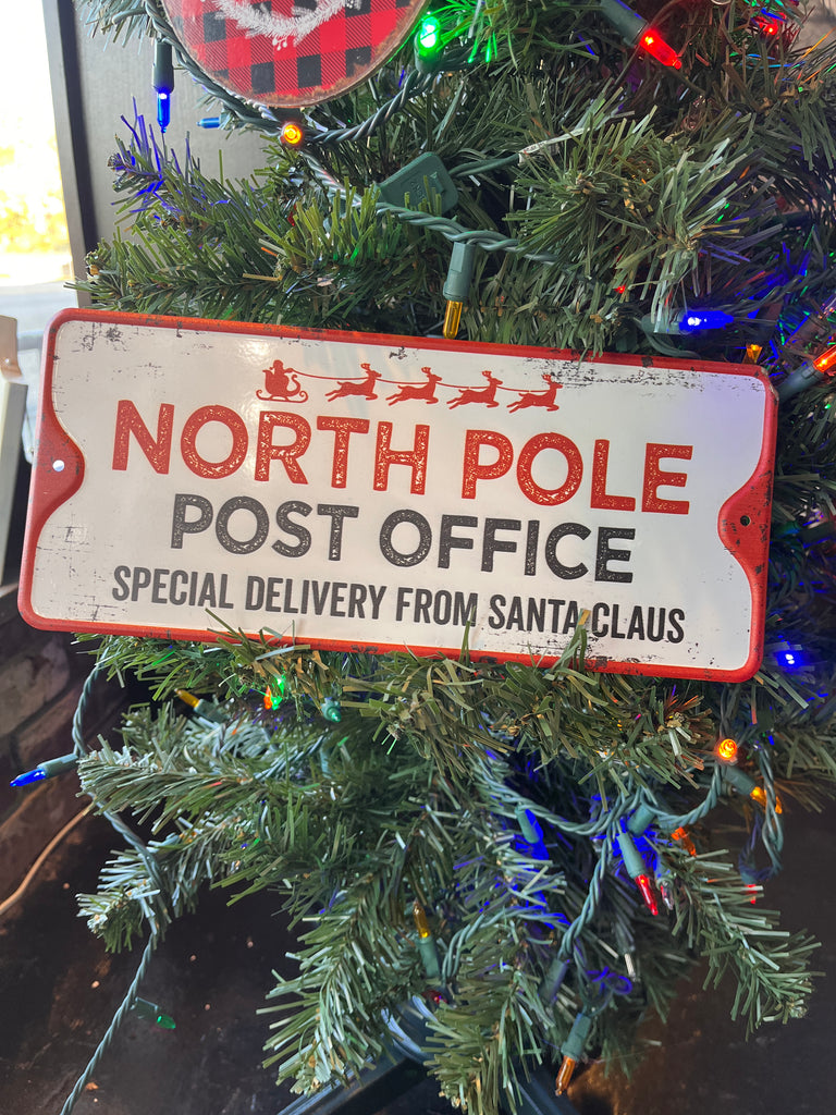 North Pole Post Office Metal Sign