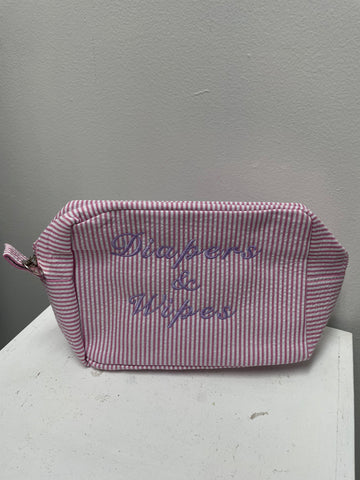Diaper Pouch-Pink "Diapers & Wipes"