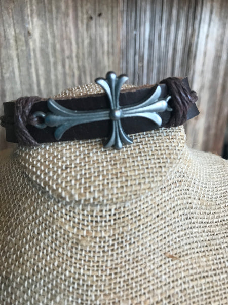 Leather Cross Bracelets