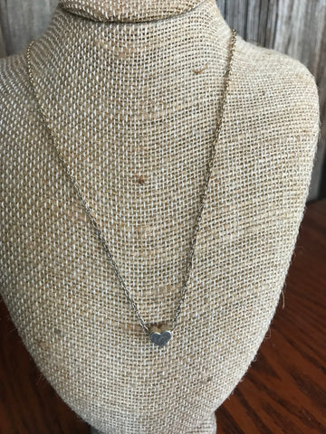 Small Heart Charm Necklace-Silver
