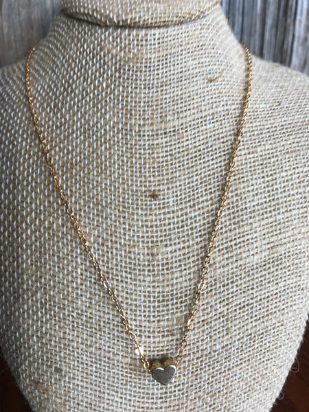 Small Heart Charm Necklace-Gold