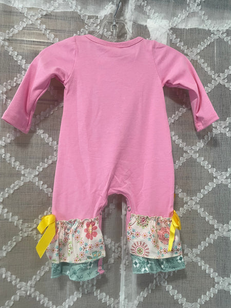 Girls Pink Romper w/Owl Print