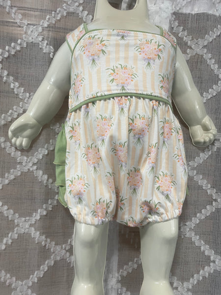 Mint green floral Onesie Romper w/Ruffle