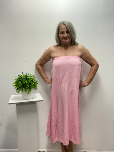 Grace & Emma Linen Versi Dress-Pink without sleeves