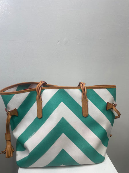 DOONEY &  BOURKE Teal/White Leather Shoulder Tote Bag