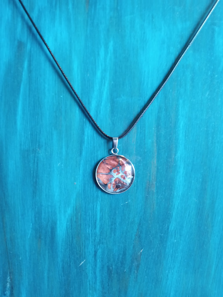 Necklace-Chrome Silver Large Round Pendent