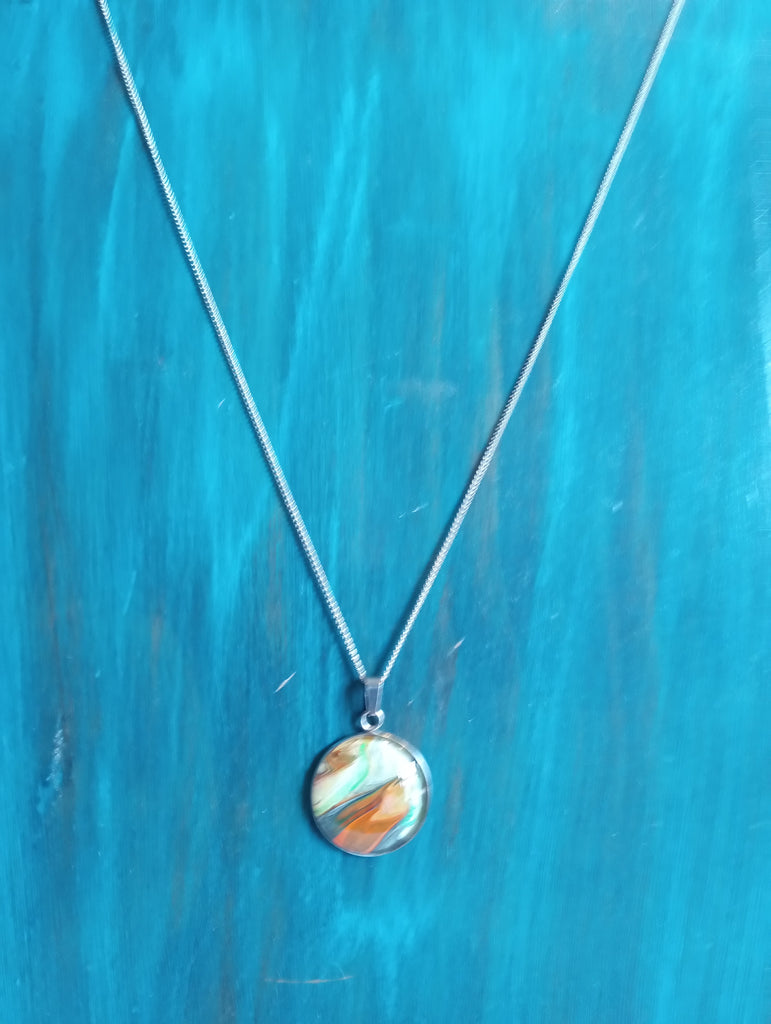 Necklace-Small Black Gold Red Pendent