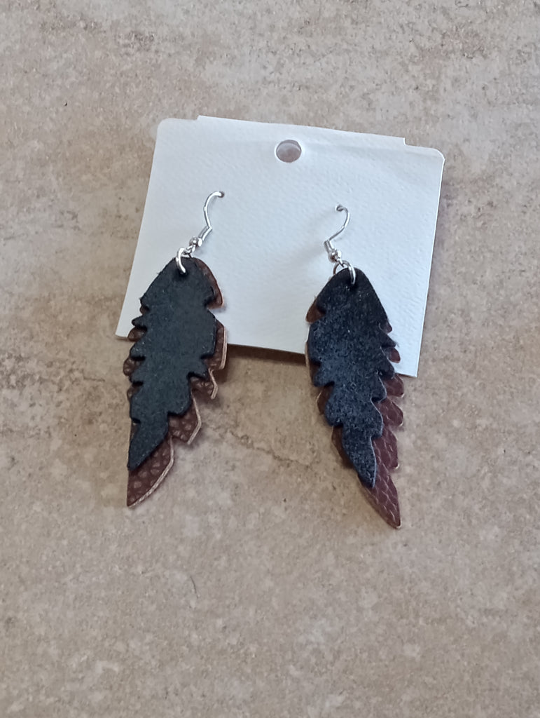 Black and Brown Cut Leather Leaf