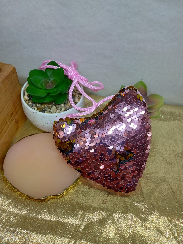 Pink Heart Shaped Sequin Mini Purse