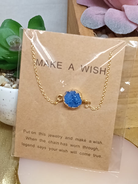 Make A Wish Necklaces-blue Circle