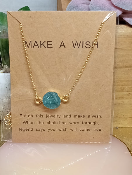 Make A Wish Necklaces-Blue circle