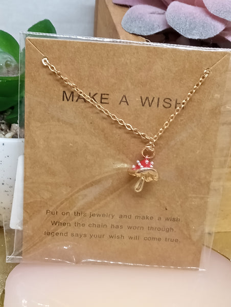 Make A Wish Necklaces-Mushroom