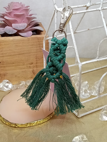 Green Crochet/Tassel Keychains