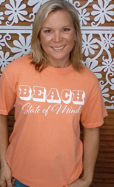 "Beach State of Mind" Bright Orange T-Shirt