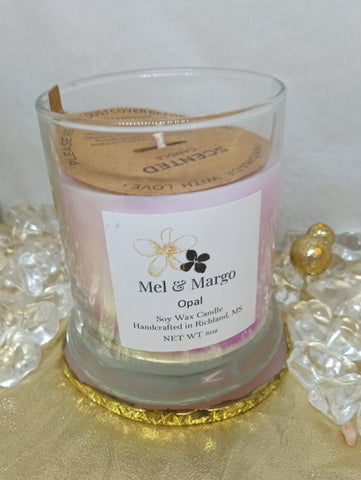 8 oz Glass Soy Wax Candles-Pink & White