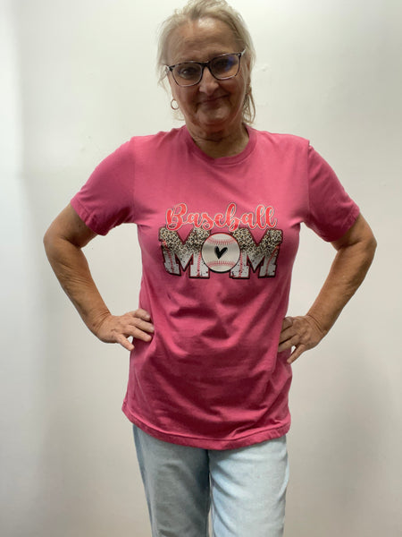 Sport T-Shirts-baseball mom-PinkWhite