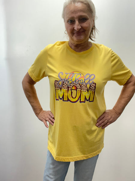 Sport T-Shirts-softball mom-yellow
