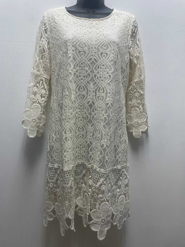 J Gee Floral Lace Mid Sleeve Dress w/lining
