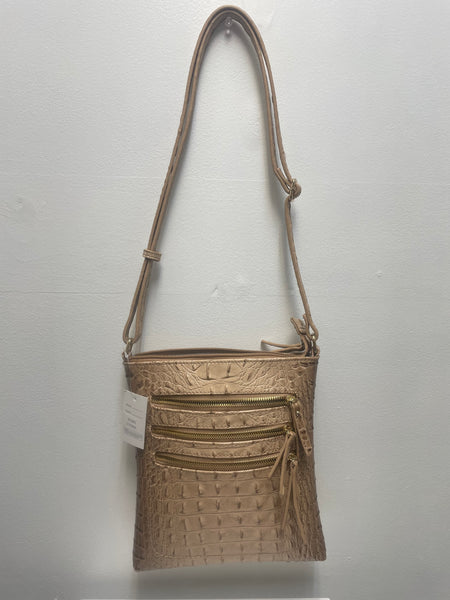 Stone Color Faux Leather Croc crossbody purse