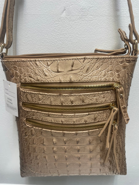 Stone Color Faux Leather Croc crossbody purse-