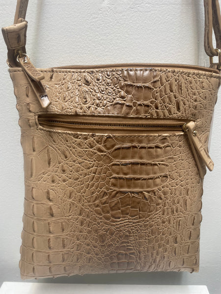 Stone Color Faux Leather Croc crossbody purse