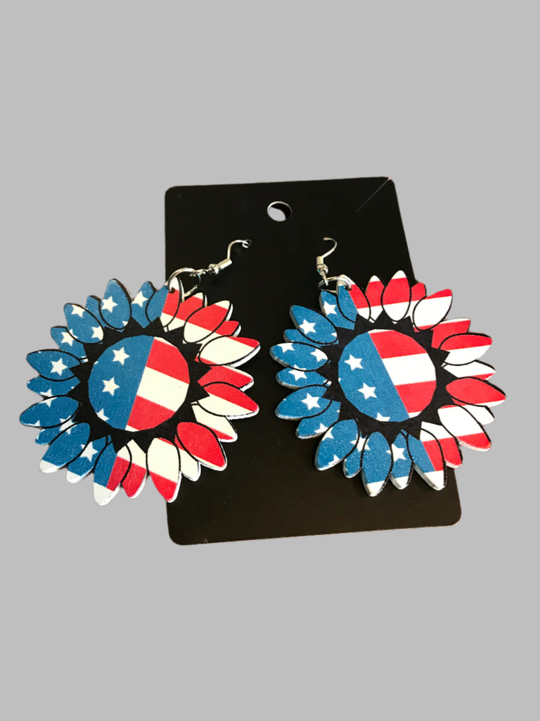 American Flag Sunflower Earring