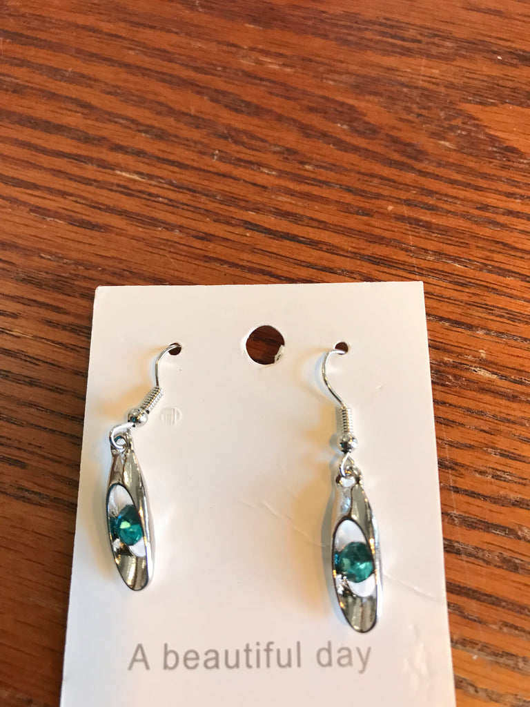 Silver Dangle Teal Earrings