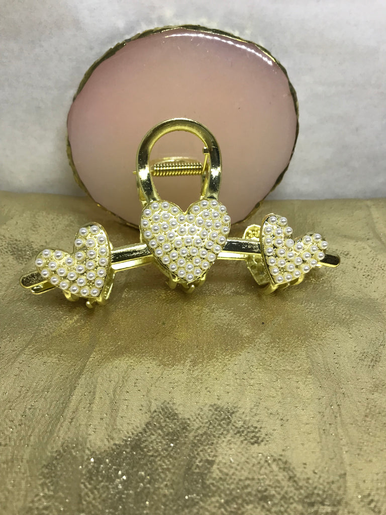 Valentine Pearl Hair Clips