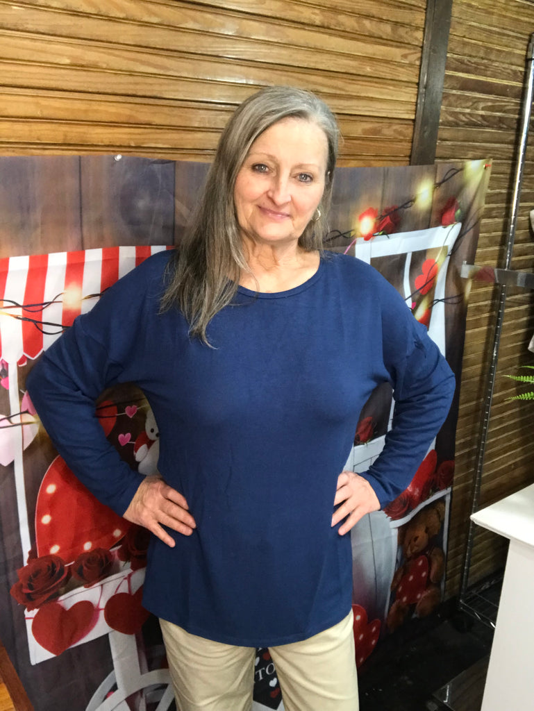 Long Sleeve Dark Blue Dress Shirt