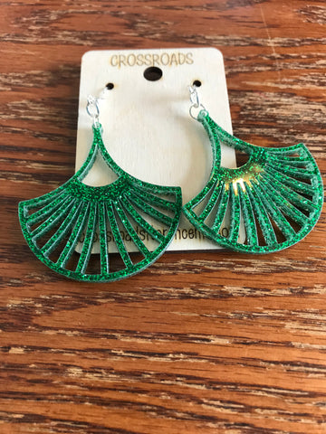 Fan Earrings-acrylic-ivy glitter 