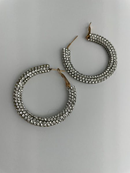 Sparkling Loop Earrings-Silver