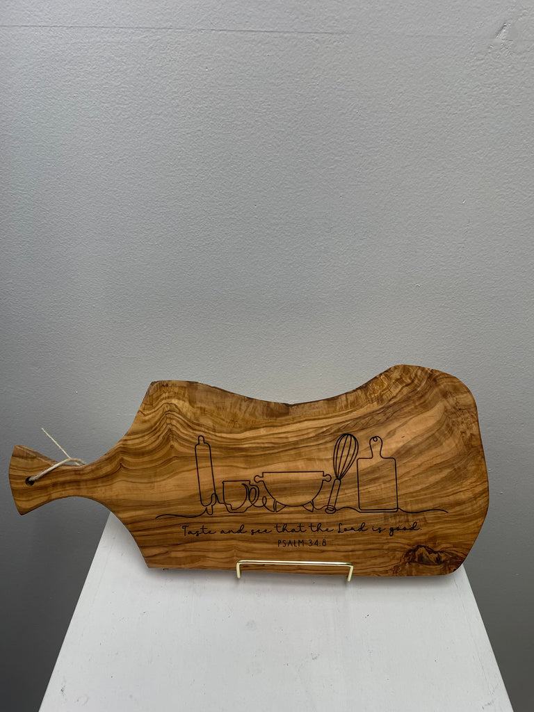 16"x7" Psalm 34:8 Wood Cutting Board "Taste & See The Lord Is Good"